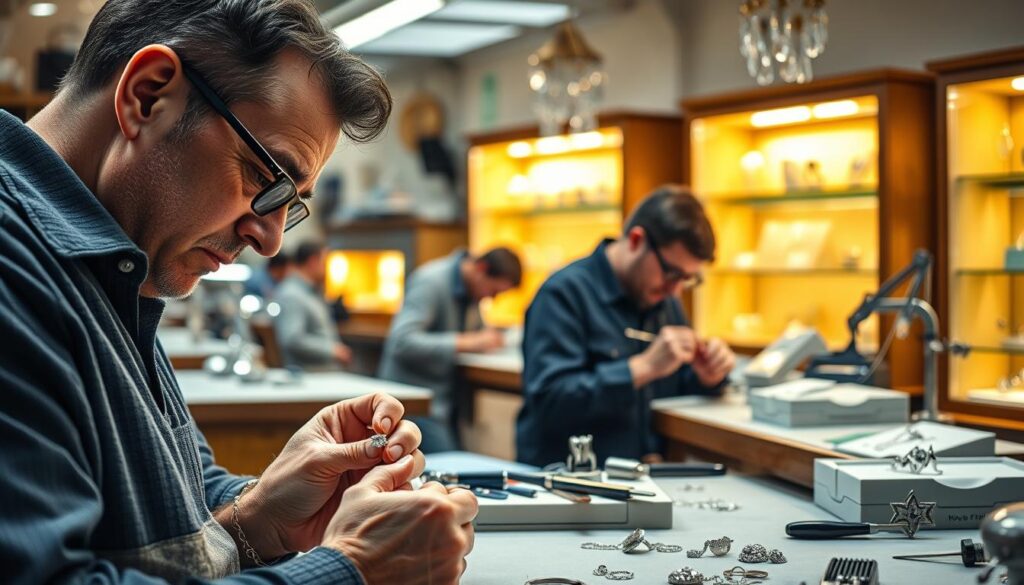 expert jewelers crafting diamond jewelry
