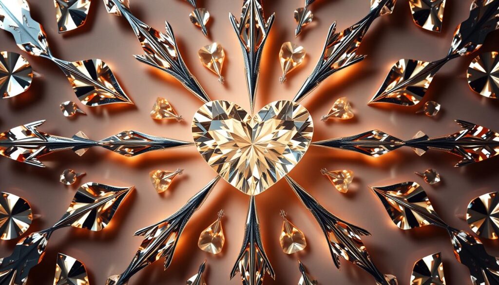 hearts arrows diamond pattern