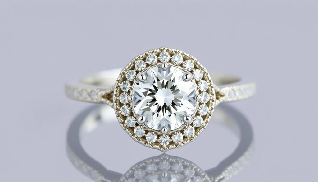round cut diamond halo engagement rings