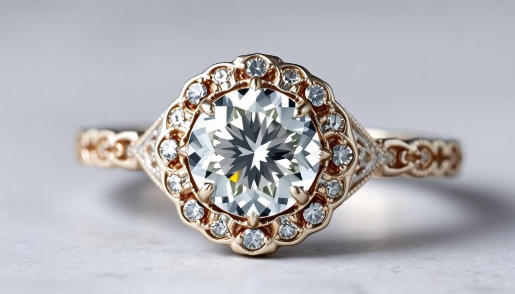 vintage round cut engagement rings
